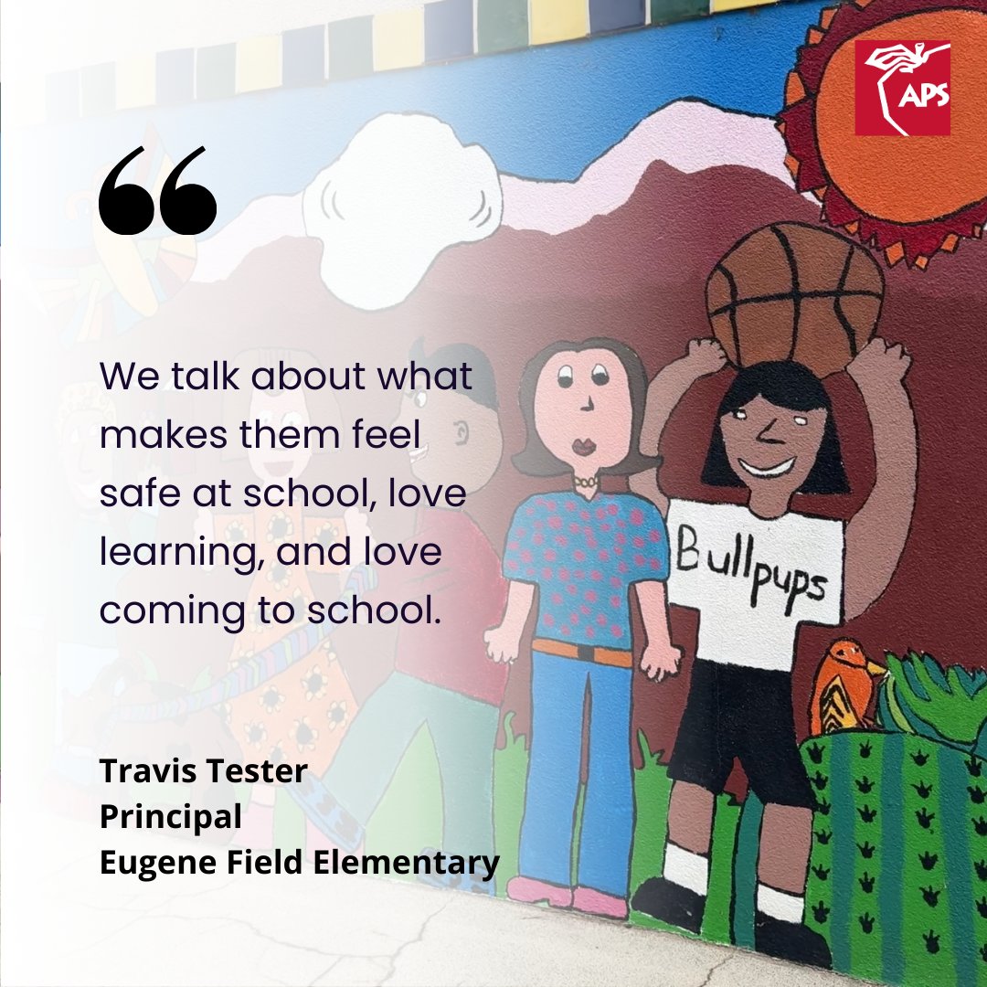ABQschools's tweet photo. Eugene Field Principal Travis Tester is creating a school where every Bullpup is seen, heard and supported. 🏫 And it’s made a difference.
According to the APS Skills, Habits & Mindsets survey, the sense of belonging increased 24% in the 24-25 year!
#APSstrong https://t.co/QX05JAXQiy