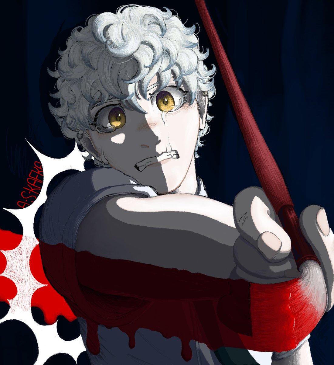 a_s_kafka's tweet photo. My redraw of the “I’ll kill everyone with my art.” scene https://t.co/jEjb0wRGC7