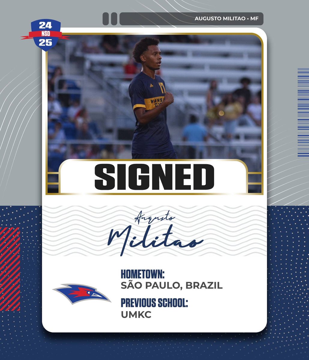 🚨Player Announcement🚨

Name: Augusto Militao 
Nationality: Brazil 🇧🇷
College: UMKC
Class: Senior 
Position: Midfielder

“Augusto is a class midfielder that we have known for some time. We are glad he is joining us! Welcome!”

#TGBTG #Family #Fall25 #LBK #HubCity #Chaps