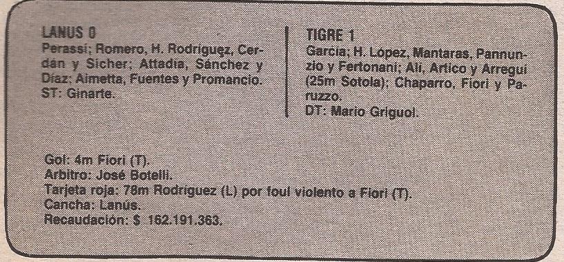 1983 : Lanus 0-1 Tigre .