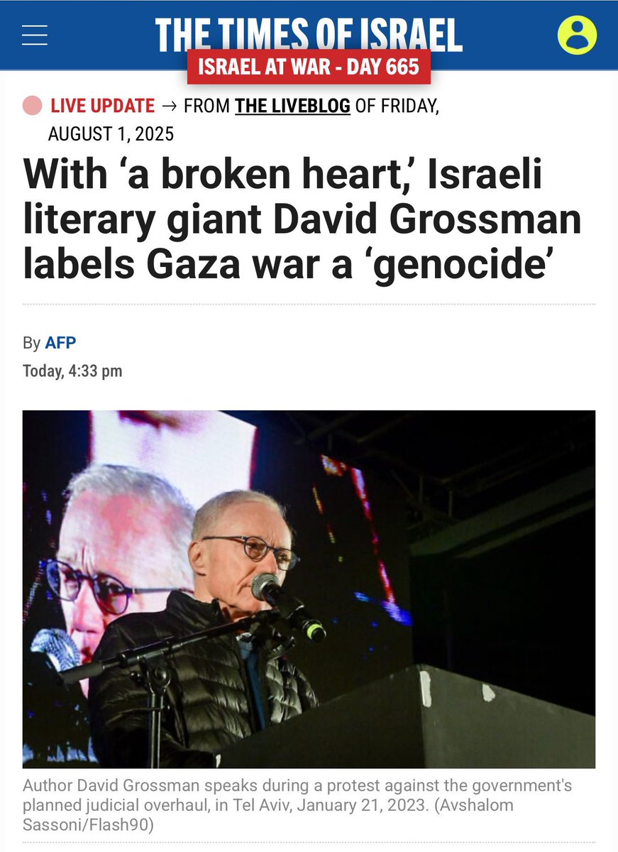 David Grossman ist der weltberühmteste israelische Schriftsteller. Auch er bezeichnet das Vorgehen seines Landes im Gazastreifen als „Völkermord“.

Selbst in Israel schweigen viele nicht mehr und erheben öffentlich ihre Stimme. Und in #Deutschland? Hier verhalten sich viele