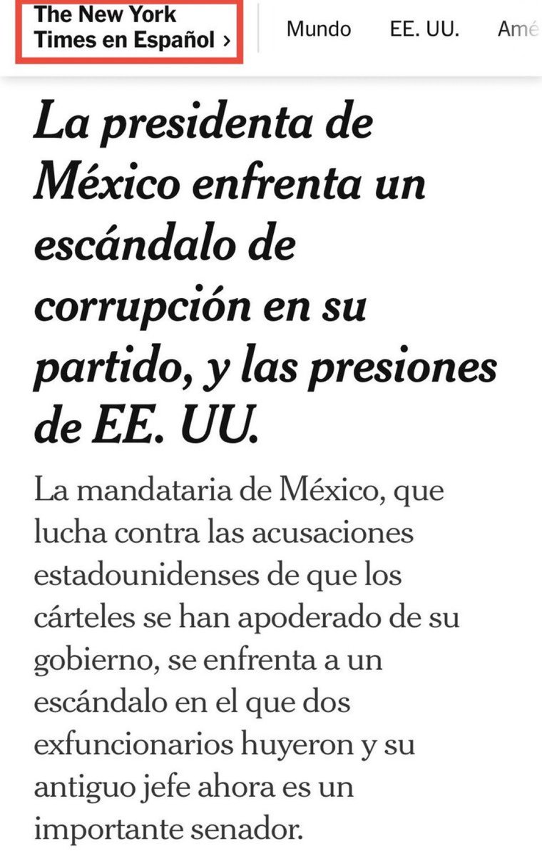 📰 ADÁN AUGUSTO, EN LA MIRA INTERNACIONAL

El New York Times dedica un análisis al escándalo que envuelve al gobierno de México. Acusa vínculos con cárteles y señala que dos exfuncionarios están prófugos… mientras su exjefe, Adán Augusto López, es ahora senador.

La nota subraya