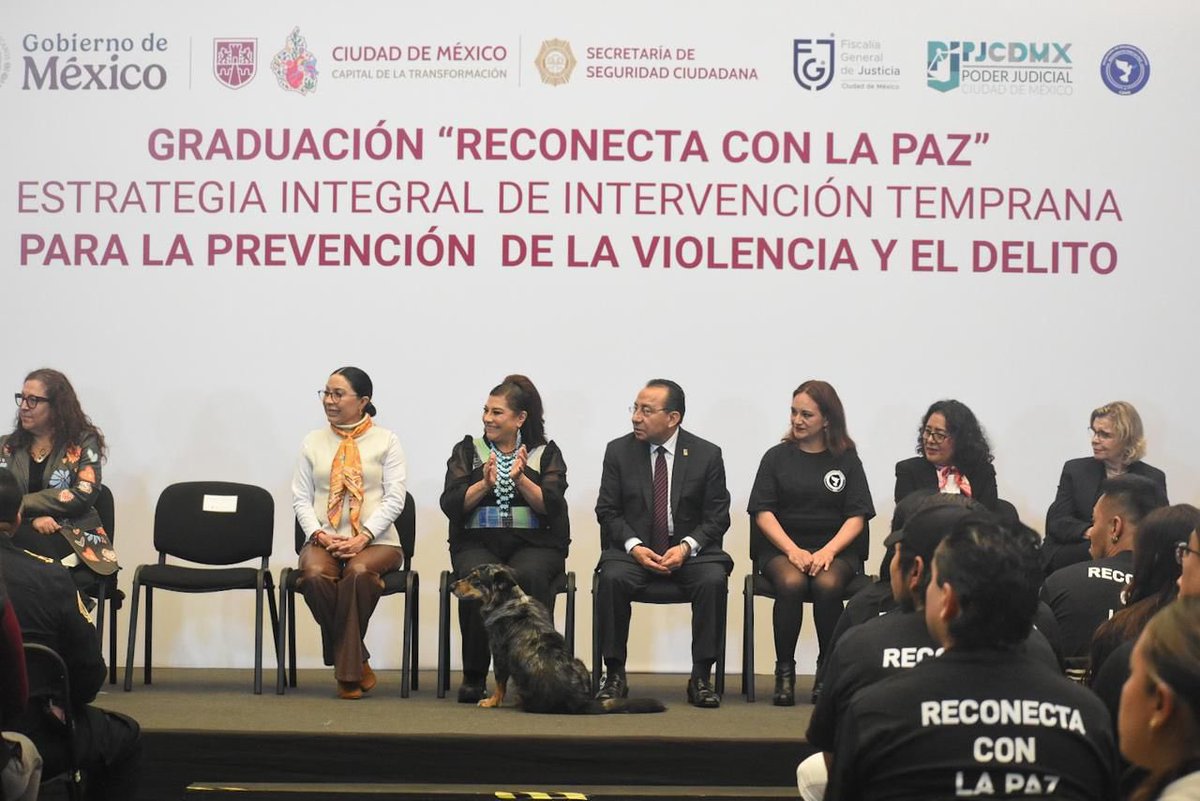 esthela_damian's tweet photo. Gracias, a la Jefa de Gobienro @ClaraBrugadaM, por invitarnos a esta ceremonia tan especial de #ReconectaConLaPaz.

Desde el Gobierno de nuestra presidenta @Claudiashein, creemos que la mejor política de seguridad es la que atiende las causas.

Reconecta con la Paz nace de la escucha, no criminaliza: acompaña, abraza y abre caminos. 💜🕊️