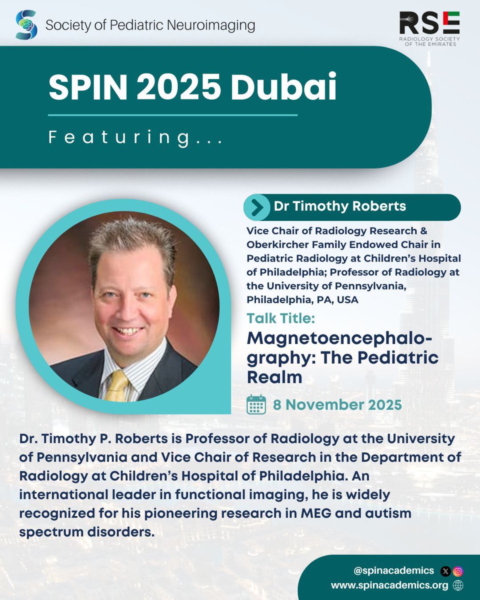 SPIN | Society of Pediatric Neuroimaging (@spinacademics) on Twitter photo Such incredible topics at #SPIN25, delivered by such top level subject matter experts. Dr Tim Robert’s <a href="/CHOPRadiology/">CHOP Radiology</a> travels over to #Dubai to enlighten us on MEG. He runs the world’s biggest lab on this subject. Such incredible topics at #SPIN25, delivered by such top level subject matter experts. Dr Tim Robert’s <a href="/CHOPRadiology/">CHOP Radiology</a> travels over to #Dubai to enlighten us on MEG. He runs the world’s biggest lab on this subject.
