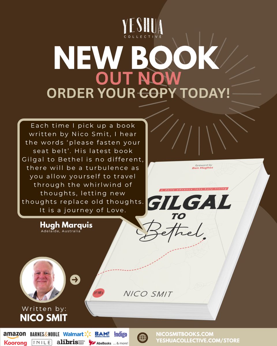 🚩My new book is 𝗢𝗨𝗧 𝗡𝗢𝗪… ORDER TODAY!
‘Each time I pick up a book that has been written by Nico Smit, I hear the word ‘please fasten your seat belt low and tight’. That is because there is turbulence, that turbulence is usually in my mind, His latest book Gilgal to Bethel