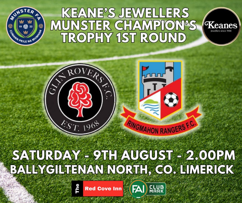 Our Junior Prem lads return back to competitive football next weekend when they travel down to Limerick to play <a href="/GlinRovers/">Glin Rovers FC</a> in the 1st round of the <a href="/KeanesJewellers/">Keanes Jewellers</a> <a href="/MunsterFA/">Munster Football Association</a> Champions Trophy.