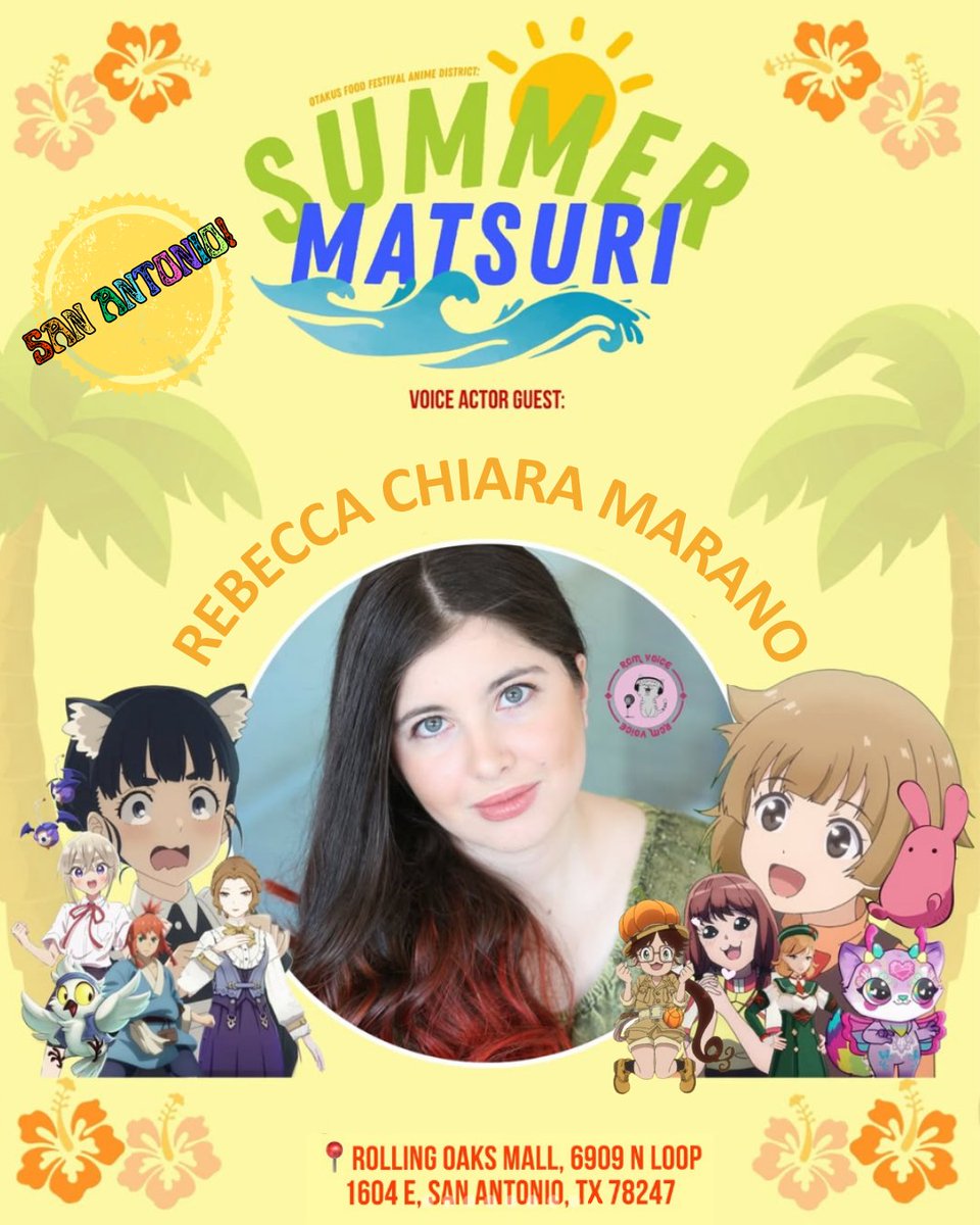 🚨Con Alert - San Antonio Edition!🚨

Super excited to be a guest at Anime District's food festival in San Antonio! 🥳

If you’re in the area, you can find myself &amp; other VAs at the Rolling Oaks Mall August 9th (11am-7:30pm) and August 10th (11am-5:30pm)

See y’all there! 🥟😎