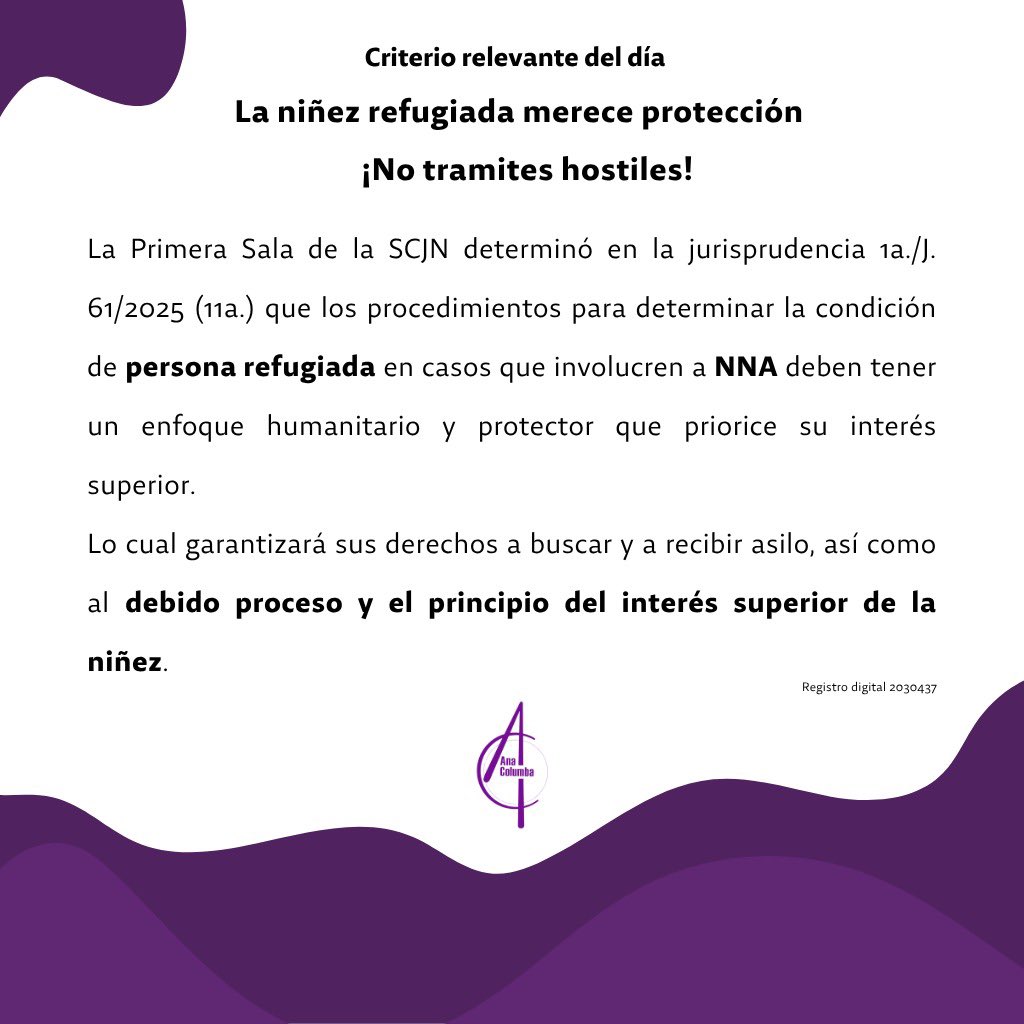 La Suprema Corte estableció que, si una niña, niño o adolescente pide refugio, la autoridad debe creerle primero y darle el beneficio de la duda.

¡La niñez siempre primero!🛡️

#AnaColumba #Niñez #Refugio #DerechosHumanos #Infancias #Morelos