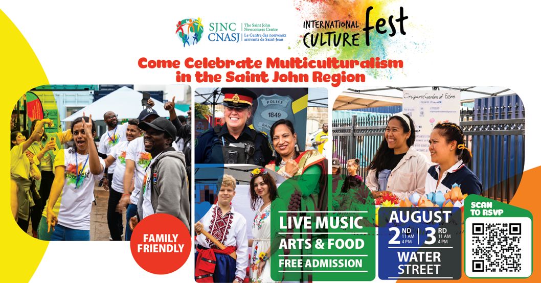 Easing into the long weekend? If you're in or around Saint John, New Brunswick, don’t miss International Culturefest 2025 — taking place this Saturday and Sunday, from 11 am to 4 pm on Water Street.

Admission is FREE!  

#InternationalCulturefest#SaintJohn #NewCanadians