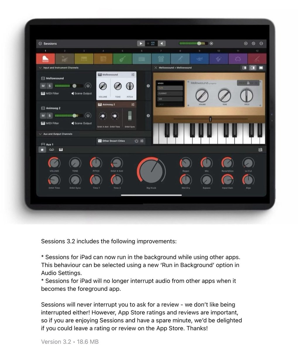 Nino (@ninobeatz) on Twitter photo 🚨Host Update🚨 <a href="/opsApps/">Open Planet Software</a> has updated ‘Sessions: Plug-In Host’ to v3.2!! Update adds background audio support!! Update yours now in the App Store!
apps.apple.com/us/app/session… 🚨Host Update🚨 <a href="/opsApps/">Open Planet Software</a> has updated ‘Sessions: Plug-In Host’ to v3.2!! Update adds background audio support!! Update yours now in the App Store!
apps.apple.com/us/app/session…