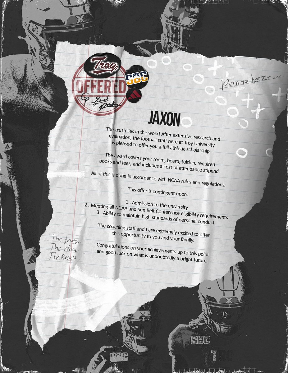 Jaxon Penn (@jaxonpenn1) on Twitter photo It’s Official!!! #BattleReady
<a href="/CoachCoopp/">Brandon R Cooper</a> <a href="/CoachTreyPage4/">Trey Page</a> <a href="/CoachWright37/">Dontae Wright</a> <a href="/GeradParker1/">Gerad Parker</a> <a href="/TroyTrojansFB/">Troy Trojans Football 8x⚔️</a> <a href="/troy_report/">TroyReport</a> It’s Official!!! #BattleReady
<a href="/CoachCoopp/">Brandon R Cooper</a> <a href="/CoachTreyPage4/">Trey Page</a> <a href="/CoachWright37/">Dontae Wright</a> <a href="/GeradParker1/">Gerad Parker</a> <a href="/TroyTrojansFB/">Troy Trojans Football 8x⚔️</a> <a href="/troy_report/">TroyReport</a>