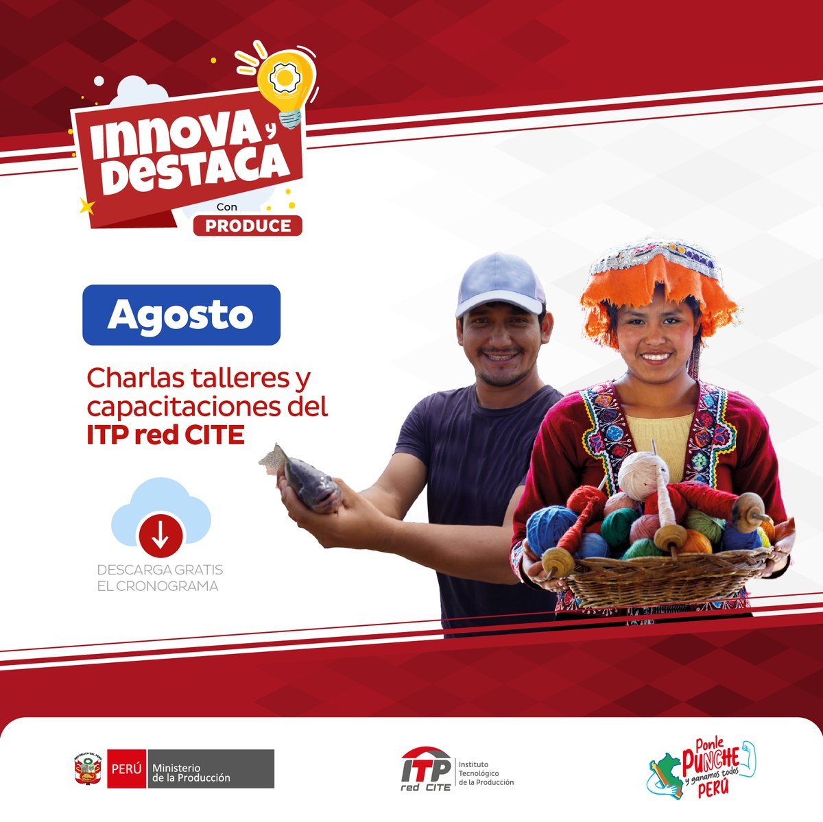 ¡Agosto inicia con fuerza en el ITP red CITE! 🚀

Prepárate para un mes lleno de talleres, charlas y capacitaciones en economía circular, manufactura, cultivo de peces y mucho más. ✔️

#NotaDePrensa: gob.pe/institucion/it…