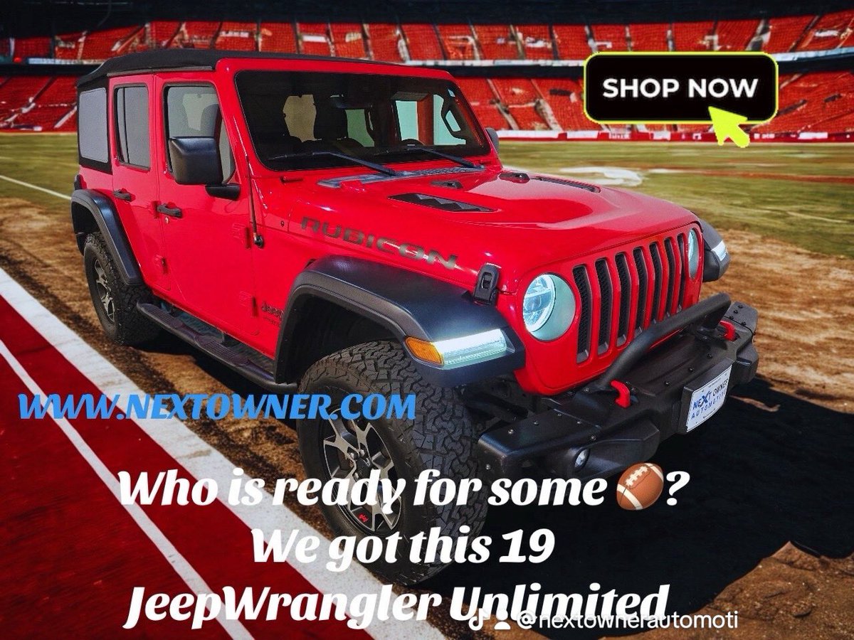 NextOwnerAuto's tweet image. 🏈 Ready for football season? Ride in style with this bold 2019 Jeep Wrangler Unlimited!
🔥 Rubicon tough, game-day ready.
💻 Shop now 👉 NextOwner.com
📦 Free delivery within 150 miles | 💸 Trade-ins welcome | ✅ Financing help for all credit

#JeepWrangler #bama