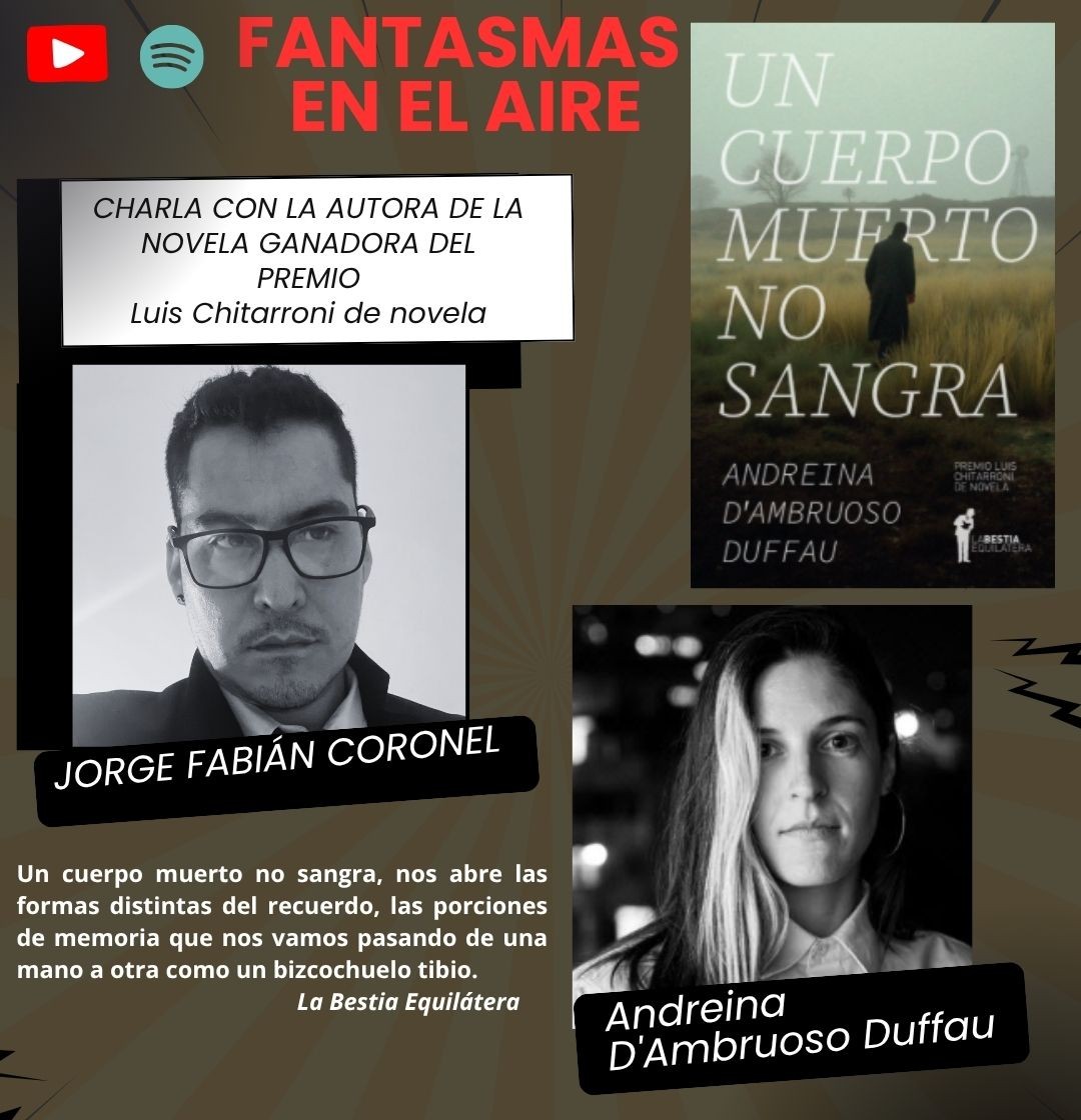 Jorge Fabián Coronel (@fanenelaire) on Twitter photo Tuve el honor de charlar con Andreina D'Ambruoso Duffau ganadora del premio <a href="/labestiae/">La Bestia Equilátera</a>
Pueden escuchar la charla en el siguiente link. #literatura #libros #escritores #escribir #premiosliterarios
youtu.be/IiU_Nme6pI8 Tuve el honor de charlar con Andreina D'Ambruoso Duffau ganadora del premio <a href="/labestiae/">La Bestia Equilátera</a>
Pueden escuchar la charla en el siguiente link. #literatura #libros #escritores #escribir #premiosliterarios
youtu.be/IiU_Nme6pI8