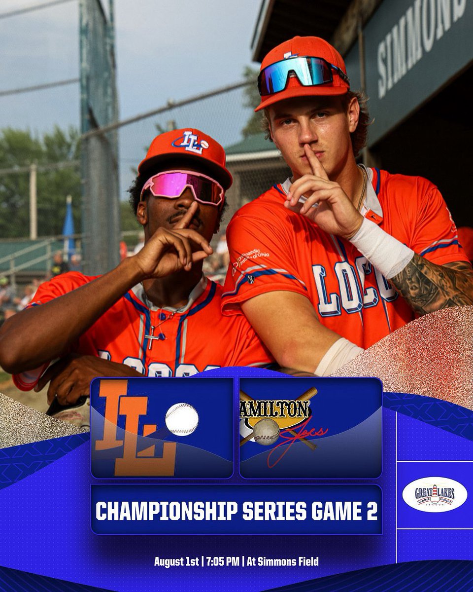 Championship Series Game 2 is here!! The Locos are looking to bring home their 8th title tonight as they face the Hamilton Joes!

Gates open at 6:00pm for Happy Hour!
First pitch at 7:05pm! See you there Locos Fans!
#AllAboard⚾️🚂