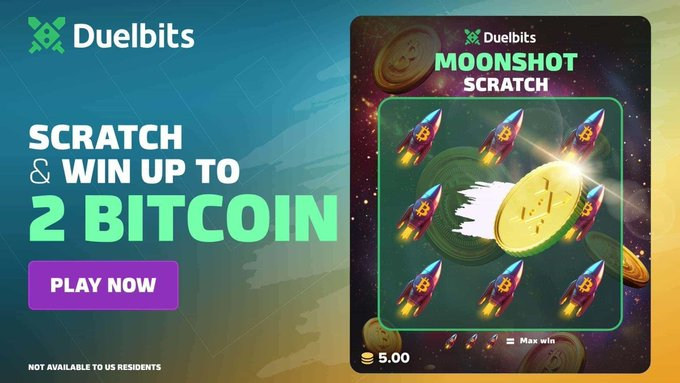 BitcoinMagazine's tweet image. Scratch &amp;amp; win big with @Duelbits 🚀

Up to 2 $BTC in rewards! 👀

Play now 👉 duel.bz/2BTC