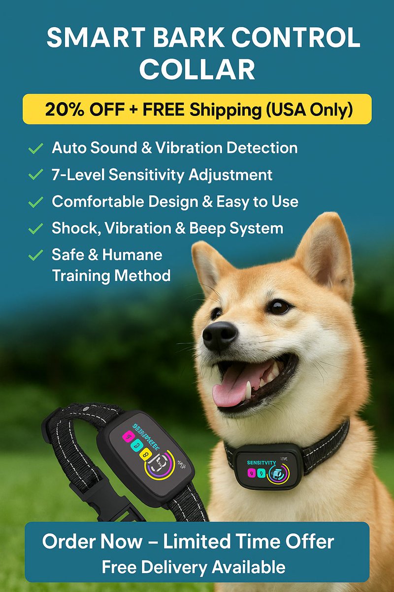 MdSafay73600229's tweet image. Smart Bark Control Collar 🐶  
✅ Auto bark detection  
✅ 7 sensitivity levels  
✅ Safe, comfy &amp;amp; humane  
🎉 20% OFF + FREE Shipping (USA)  
🛒 Order now!
pawzypet.wed2c.com/s/2BBxFXrVJwG
#DogCollar #PetGadgets #BarkControl #DogTraining #PetLovers #DogsOfTwitter #SmartPets #USADeals