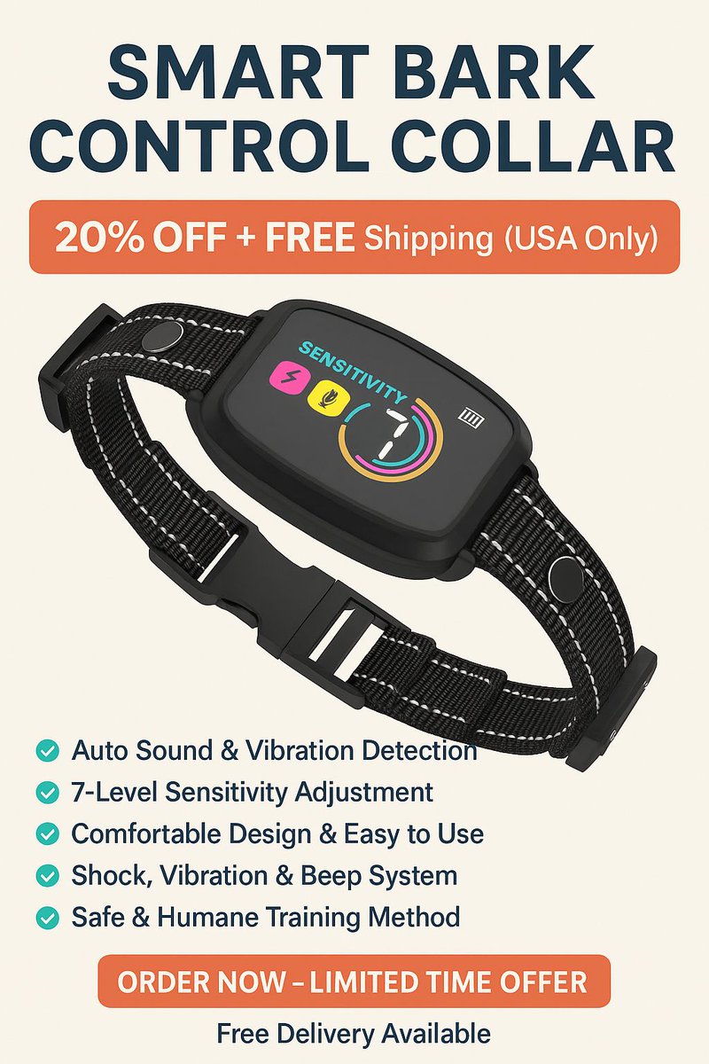 MdSafay73600229's tweet image. Smart Bark Control Collar 🐶  
✅ Auto bark detection  
✅ 7 sensitivity levels  
✅ Safe, comfy &amp;amp; humane  
🎉 20% OFF + FREE Shipping (USA)  
🛒 Order now!
pawzypet.wed2c.com/s/2BBxFXrVJwG
#DogCollar #PetGadgets #BarkControl #DogTraining #PetLovers #DogsOfTwitter #SmartPets #USADeals