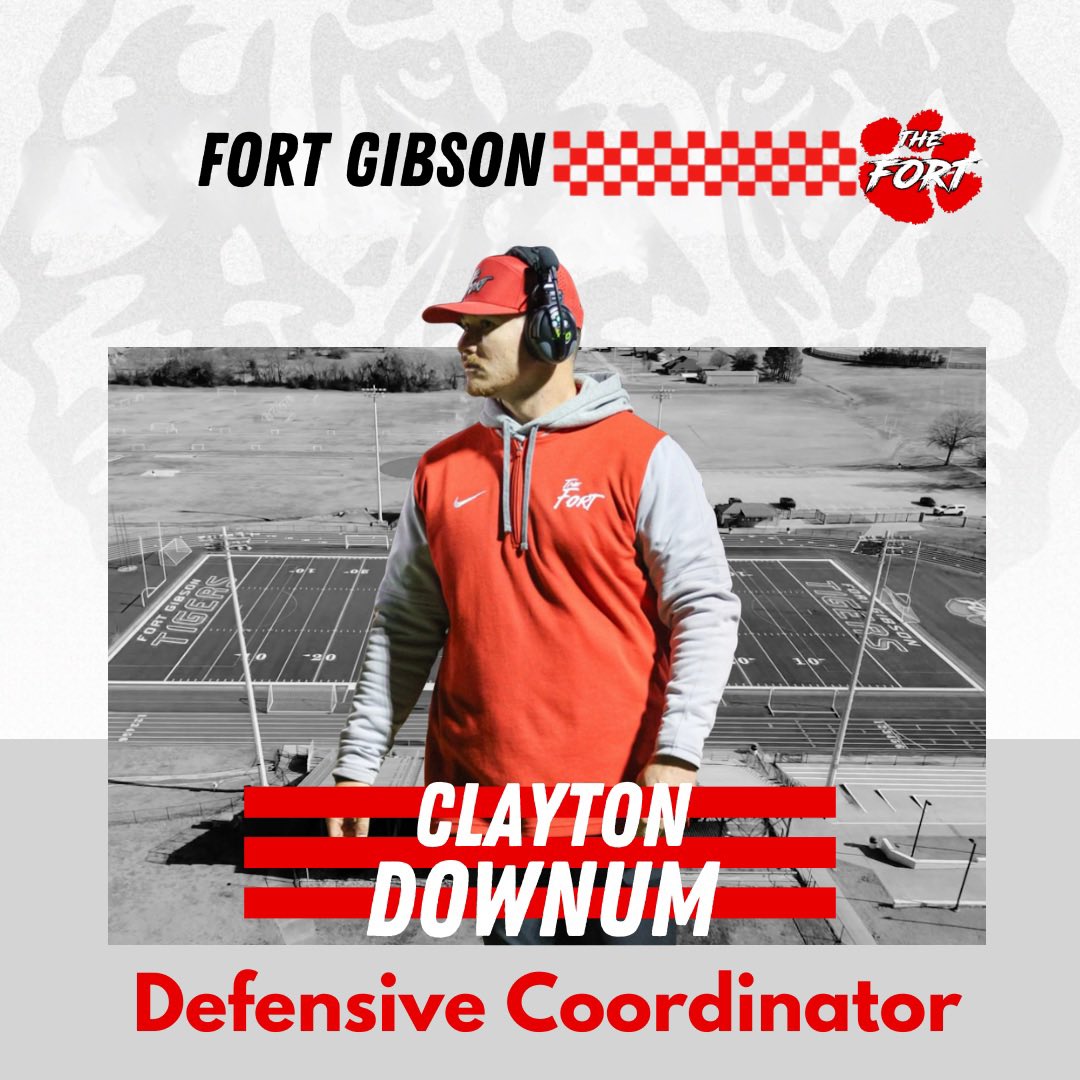 CoachDownum's tweet photo. I’m grateful and blessed to announce that I have been promoted to Defensive Coordinator and Linebacker Coach for the Fort Gibson Tigers. Thank you to Coach Nolan for believing in me and providing me with this opportunity! Extremely excited for the season to come! #AMBUSH 🐅 https://t.co/3RDOQ859iz