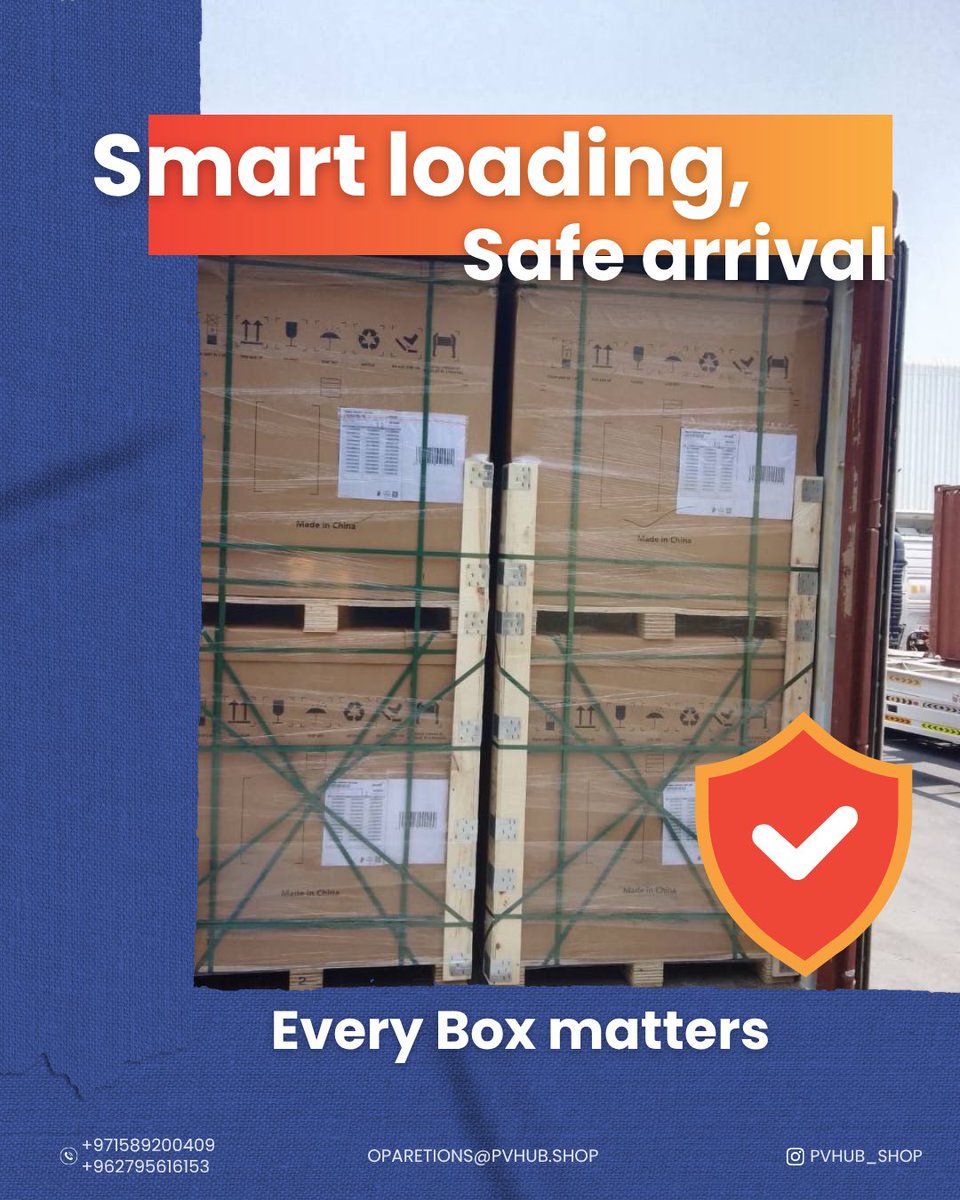 PVhub_shop's tweet photo. 🔒 From sealing to delivery – every step is handled with precision.
من الإغلاق حتى التسليم – كل خطوة تتم بدقة 🔒عالية.

#LogisticsSolutions  
#SolarPanels  
#QualityAssured  
#SupplyChain   
#CleanEnergy  
#JinkoSolar  
#JordanShipping  
#MENAenergy  
#SolarLogistics https://t.co/5prQvcGy4d