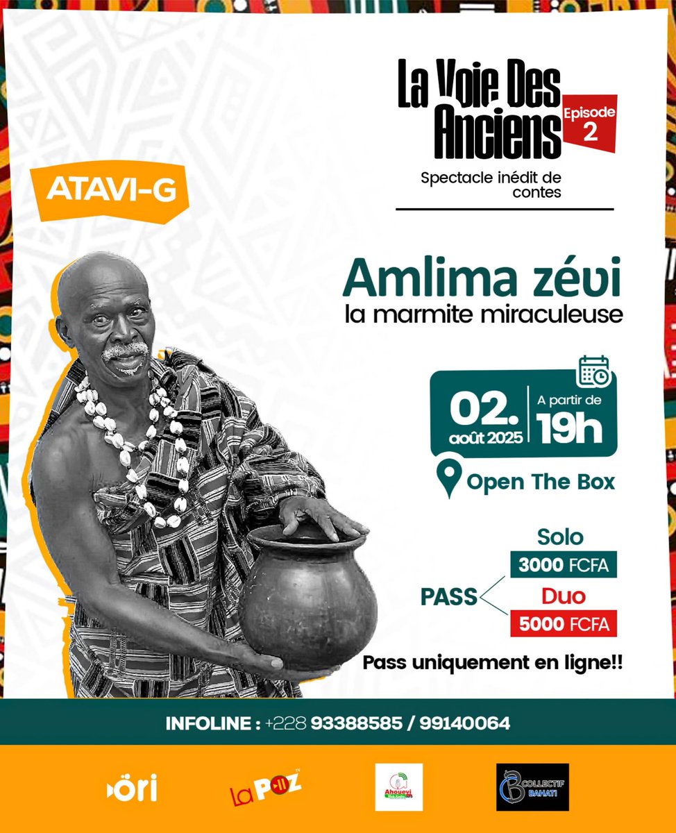 dnsidpmdge's tweet photo. 📅 Ce samedi, 02/08/2025
🕖 19h00 (Zéro zéro)
📍Open The Box Agbalépodogan 
🎫 Solo 3000F |Duo 5000F|
📞+228 93388585/99140064
.
.
Réservation unique en ligne.
hashtag#Ziguidi hashtag#Gaskia hashtag#LVDA hashtag#Culture hashtag#Artoratoire hashtag#Slam
.
.
♣D'Nsi♣
♣DPMDGE♣ https://t.co/1fIOdCKz39