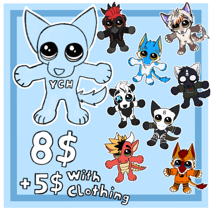 Hello, for the first time i will open for YCH commissions. ^^ 

If you are interested or having any question send me a DM or write me on Telegram.