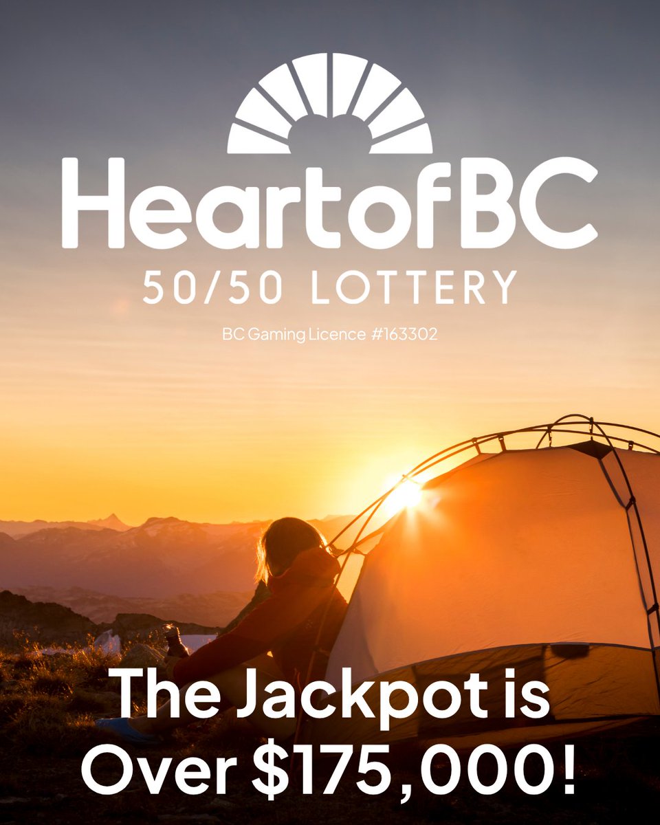 kghfoundation's tweet image. The Heart of BC 50/50 Lottery is back - and off to an unbelievable start! The jackpot is already over $175,000, and each and every ticket comes with a chance to win big and a guarantee of funding healthier communities across the heart of BC.

Get tickets: heartofbc.ca/order