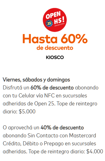 ahorrotwit's tweet photo. Todos los Viernes, Sábados y Domingos de Agosto en #Open25 tenés un 60% pagando con @MastercardArg desde el celu con NFC con tope de $5000 por dia
Y si pagas con tu @MastercardArg física un 40% con tope de $4000 por dia 🍬🍭 https://t.co/FjKb4gjXCo