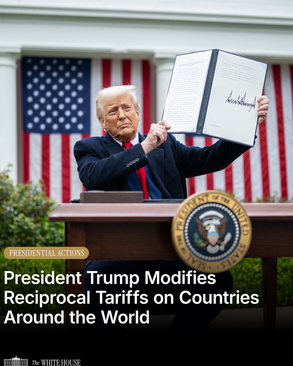 HISTORIC MOVE! 🇺🇸
President Trump signed an Executive Order to reset our broken trade policies.
America First is BACK. 💪
No more globalist giveaways. We fight for American workers!

🔁 Tap to Repost &amp; spread the word!
#MAGA #Trump2024 #AmericaFirst #TradeJustice