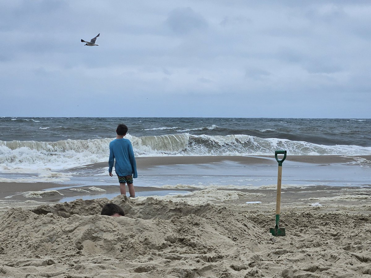 Having fun even though we aren't allowed in the Ocean. #Delaware