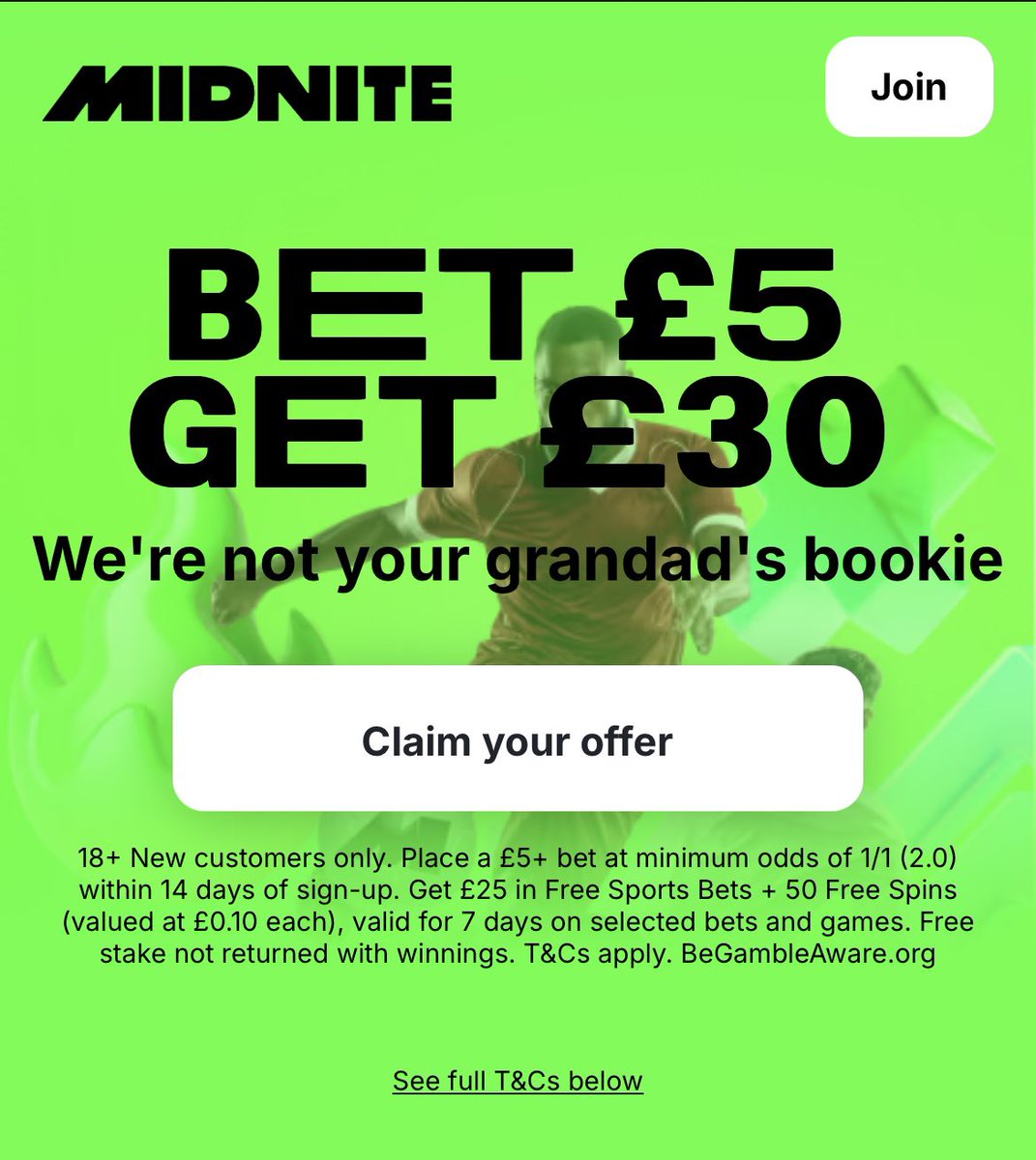 📆 LUTON V AFC WIMBLEDON!

✅ WERE USING MIDNITE FOR THE FIRST BET OF THE 2025/26 SEASON!

🎁 BET £5 AND GET £25 IN FREE BETS AND 50 FREE SPINS.

🔗 LINK: shorturl.at/J5bq6 

🔞18+ BeGambleAware #ad