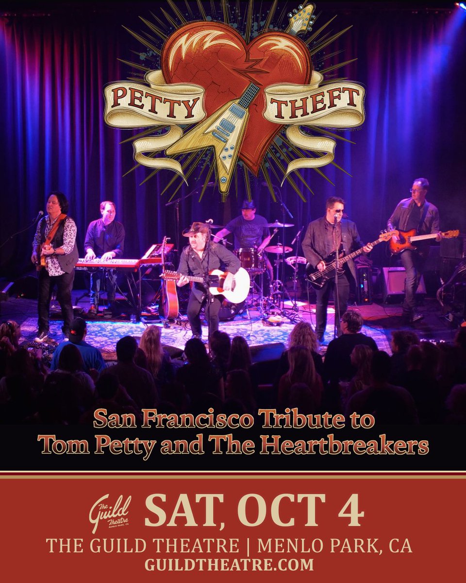 The Guild Theatre (@guildtheatre) on Twitter photo ON SALE NOW! ๐ <a href="/pettytheft/">Petty Theft</a> โ San Francisco Tribute to Tom Petty & The Heartbreakers honors the legacy of one of Americaโs greatest songwriters with a night of pure classics live at The Guild Theatre on SAT, OCT 4. Buy tix now!
๐๏ธ >> tixr.com/pr/x/152448
Doors 7PM // Show 8PM ON SALE NOW! ๐ <a href="/pettytheft/">Petty Theft</a> โ San Francisco Tribute to Tom Petty & The Heartbreakers honors the legacy of one of Americaโs greatest songwriters with a night of pure classics live at The Guild Theatre on SAT, OCT 4. Buy tix now!
๐๏ธ >> tixr.com/pr/x/152448
Doors 7PM // Show 8PM