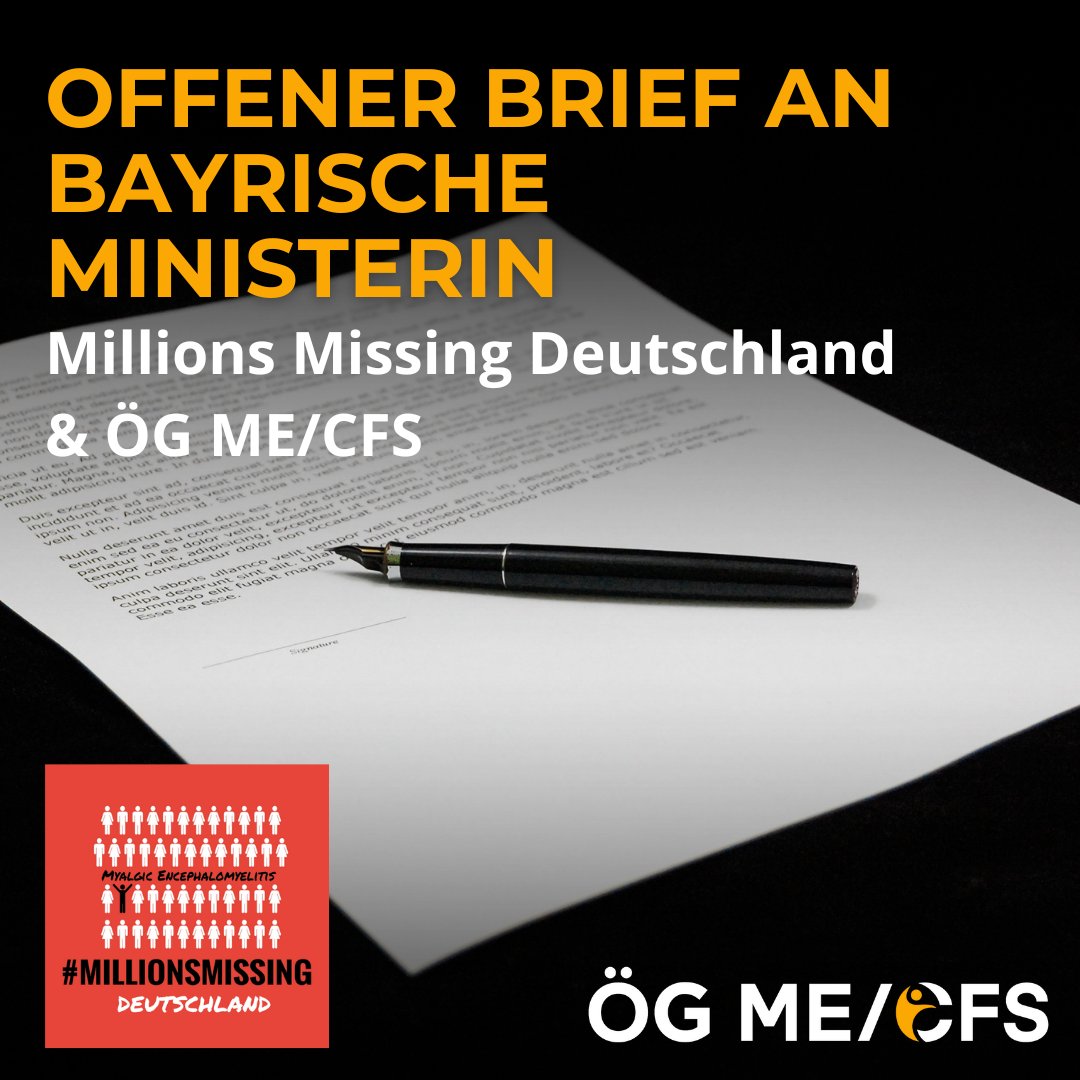 Ö. Ges. für ME/CFS (@oeg_mecfs) on Twitter photo 🟠 Offener Brief an Staatsministerin für Gesundheit in Bayern 🟠
Wir, die Österreichische Gesellschaft für ME/CFS und die Initiative <a href="/MMissingGermany/">#MillionsMissing Deutschland</a> haben einen offenen Brief an Staatsministerin Judith Gerlach gerichtet.
Anlass ist die “Förderung zweier Kneipp-basierten 🟠 Offener Brief an Staatsministerin für Gesundheit in Bayern 🟠
Wir, die Österreichische Gesellschaft für ME/CFS und die Initiative <a href="/MMissingGermany/">#MillionsMissing Deutschland</a> haben einen offenen Brief an Staatsministerin Judith Gerlach gerichtet.
Anlass ist die “Förderung zweier Kneipp-basierten
