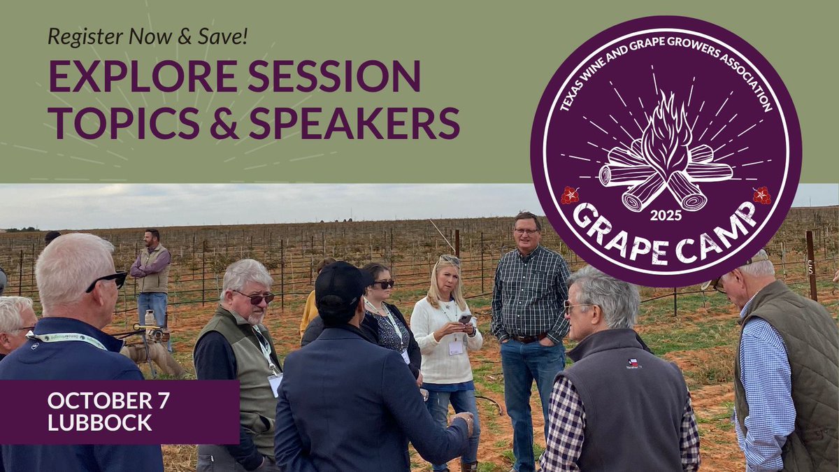 From keys to grower-winemaker collaboration, to challenges and innovations in Texas viticulture, Grape Camp, October 7 at Adelphos Cellars in Lubbock, will feature panel discussions on topics that matter to you. Register now and save: buff.ly/Cptjbye