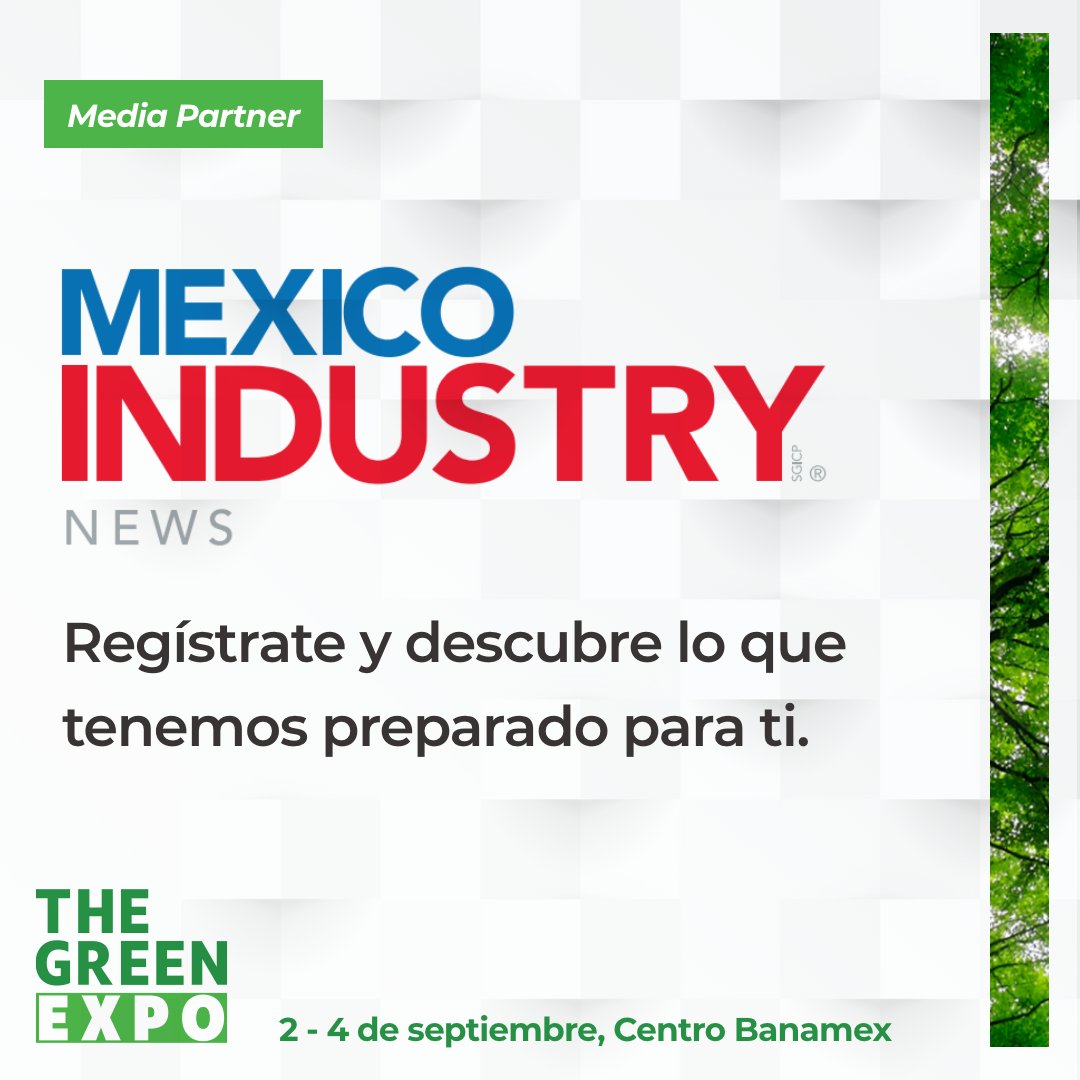 ⚙️ El cambio sustentable comienza en el corazón de la industria.
En The Green Expo nos honra tener como Media Partner a <a href="/mexicoindustry/">Mexico Industry</a>, el medio informativo del sector manufacturero desde 1997. 🌿
Conecta con expertos y empresas líderes 🔗 Regístrate hoy: f.mtr.cool/ogpljpnfhq
