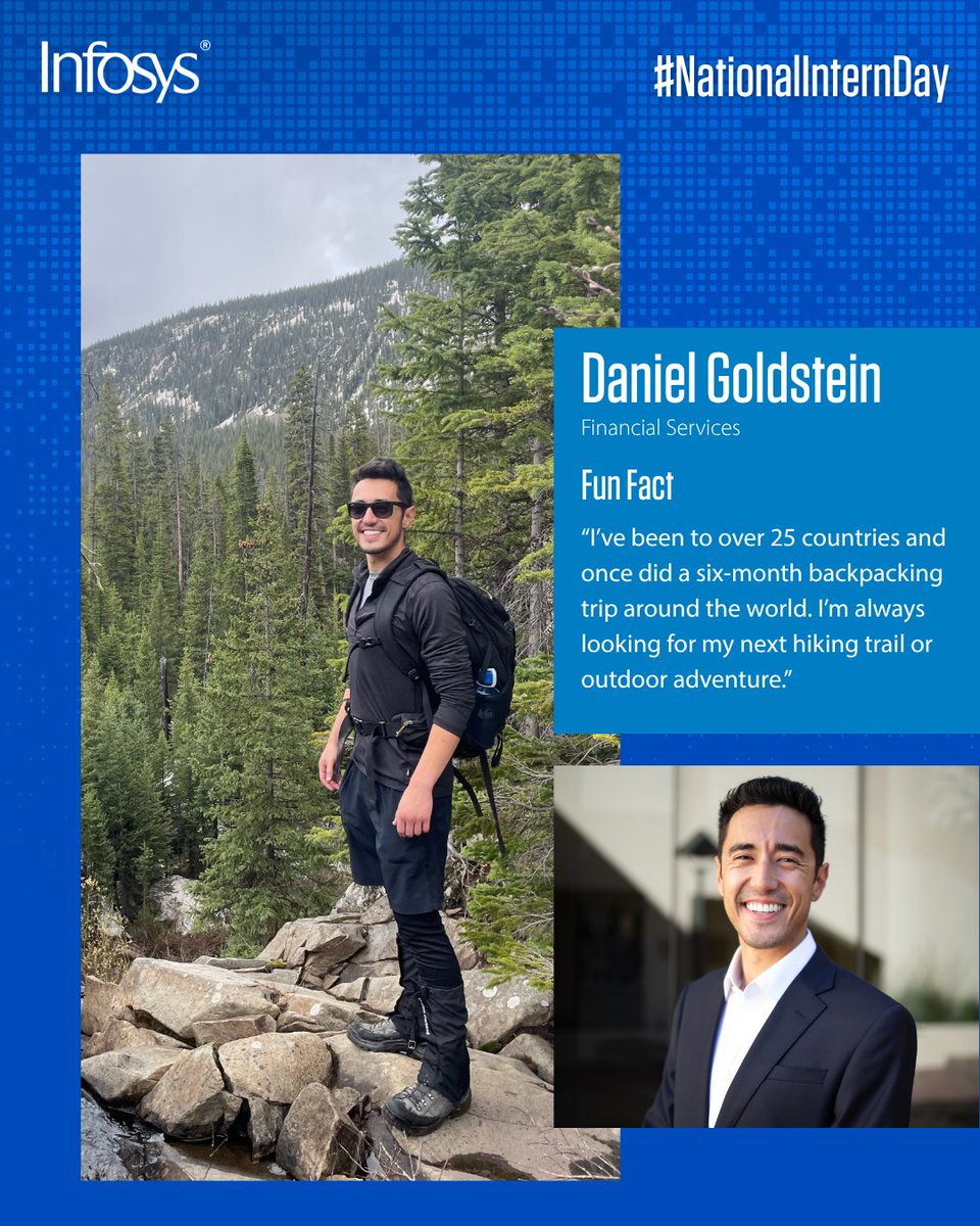 National Intern Day? Nope, we're celebrating our incredible Infoscion interns all week! 🎉 Say hello to Daniel Goldstein, who is spending the summer in our Financial Services Department. 

Daniel has spent his time here at Infosys Americas diving into how we’re positioned in the