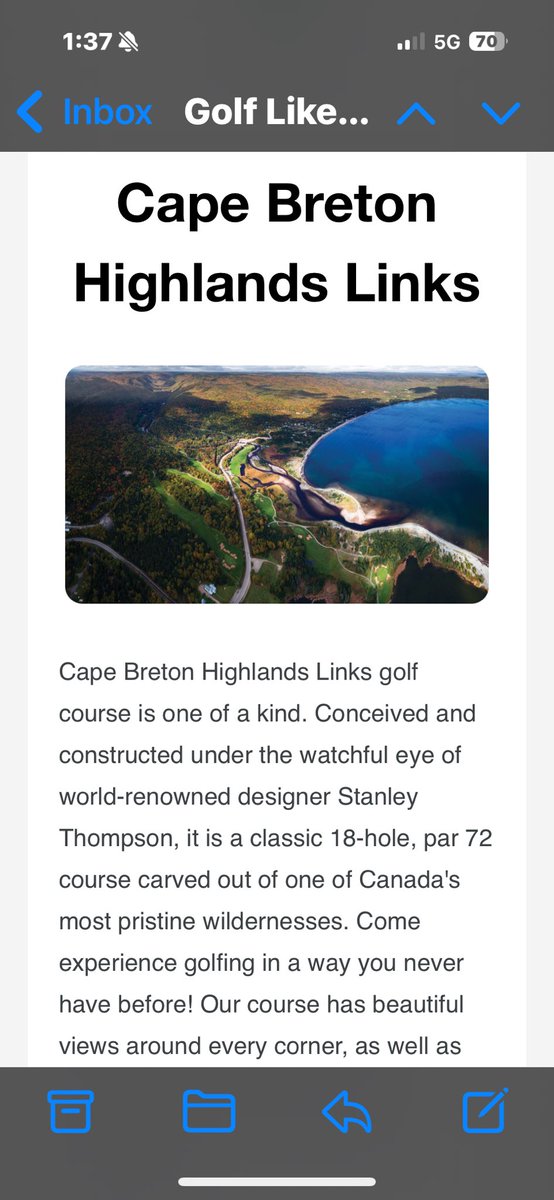 Jason Scott Deegan (@worldgolfer) on Twitter photo biggest bungle of the <a href="/united/">United Airlines</a> canceled flight: I got no notice via text email or call. I checked in yesterday. Drove 3 1/2 hours from Cabot to Halifax airport this AM. UA app updated at check in. If notified earlier, I would have played Highland Links, which ironically sent this! biggest bungle of the <a href="/united/">United Airlines</a> canceled flight: I got no notice via text email or call. I checked in yesterday. Drove 3 1/2 hours from Cabot to Halifax airport this AM. UA app updated at check in. If notified earlier, I would have played Highland Links, which ironically sent this!