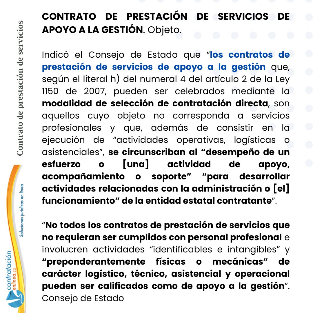 contrataenlinea's tweet photo. 📧 CONTRATO DE PRESTACIÓN DE SERVICIOS DE APOYO A LA GESTIÓN. 🚨 NULIDAD ABSOLUTA POR ELUDIR LICITACIÓN PÚBLICA. El Consejo de Estado advierte: no todo contrato llamado "de apoyo a la gestión" lo es https://t.co/md2nT8UDeZ https://t.co/vk2b9LaFi3