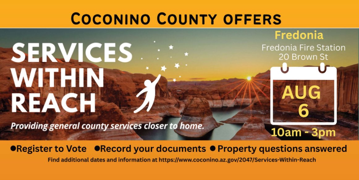 CocoRecorder's tweet image. Fredonia, join us on Wednesday, August 6th for Services Within Reach! We will be there to help you record documents, search documents, and register to vote! We’ll be there from 10am until 3pm! Hope to see you there!