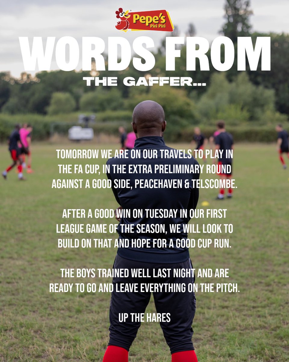 HarefieldUnited's tweet photo. WORDS FROM THE GAFFER… 🗣️

@RichardPacquet1 gives his thoughts ahead of our trip to @PT_FC in the @EmiratesFACup 🏆

🐇🔴⚫️