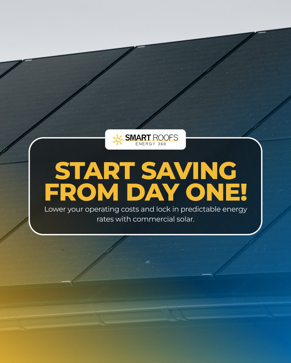 SmartRoofsSolar's tweet image. Electricity costs in Connecticut are high and unpredictable. Commercial solar gives you back control by decreasing your utility bills from day one. 

#SmartRoofsCT #SmartRoofsAndEnergy #CommercialSolar #EnergySavings #CTBusinesses #SolarMadeSimple