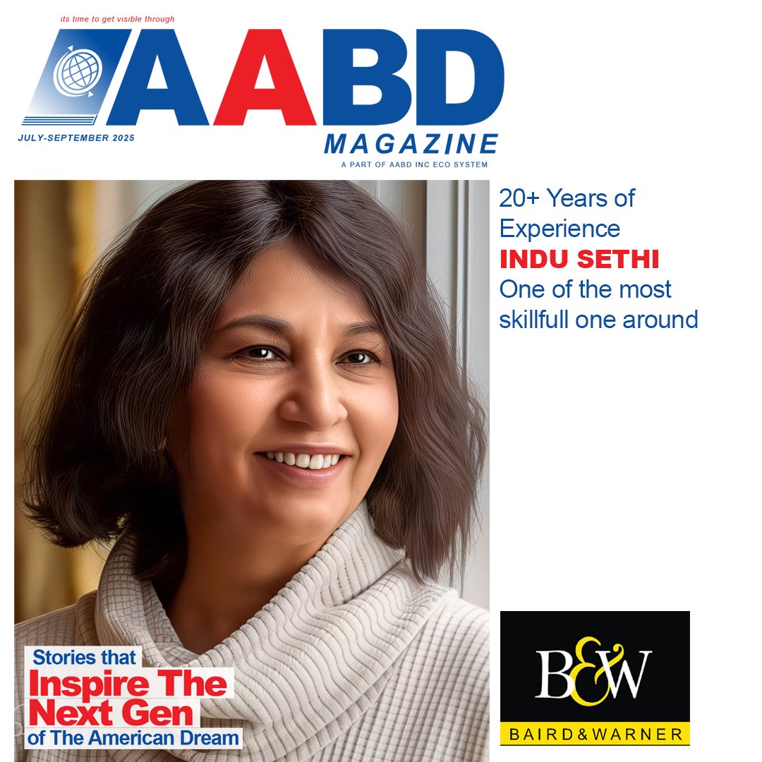 ClikAsia's tweet photo. AABD Magazine proudly features Indu Sethi, a top real estate broker at Baird & Warner, helping families across Chicagoland find their dream homes with trust and heart.
#AABDMagazine #InduSethi #BairdAndWarner #ChicagoRealEstate #DesiRealtor #WomenInRealEstate ##AABDSpotlight https://t.co/IQFAYuV6wv