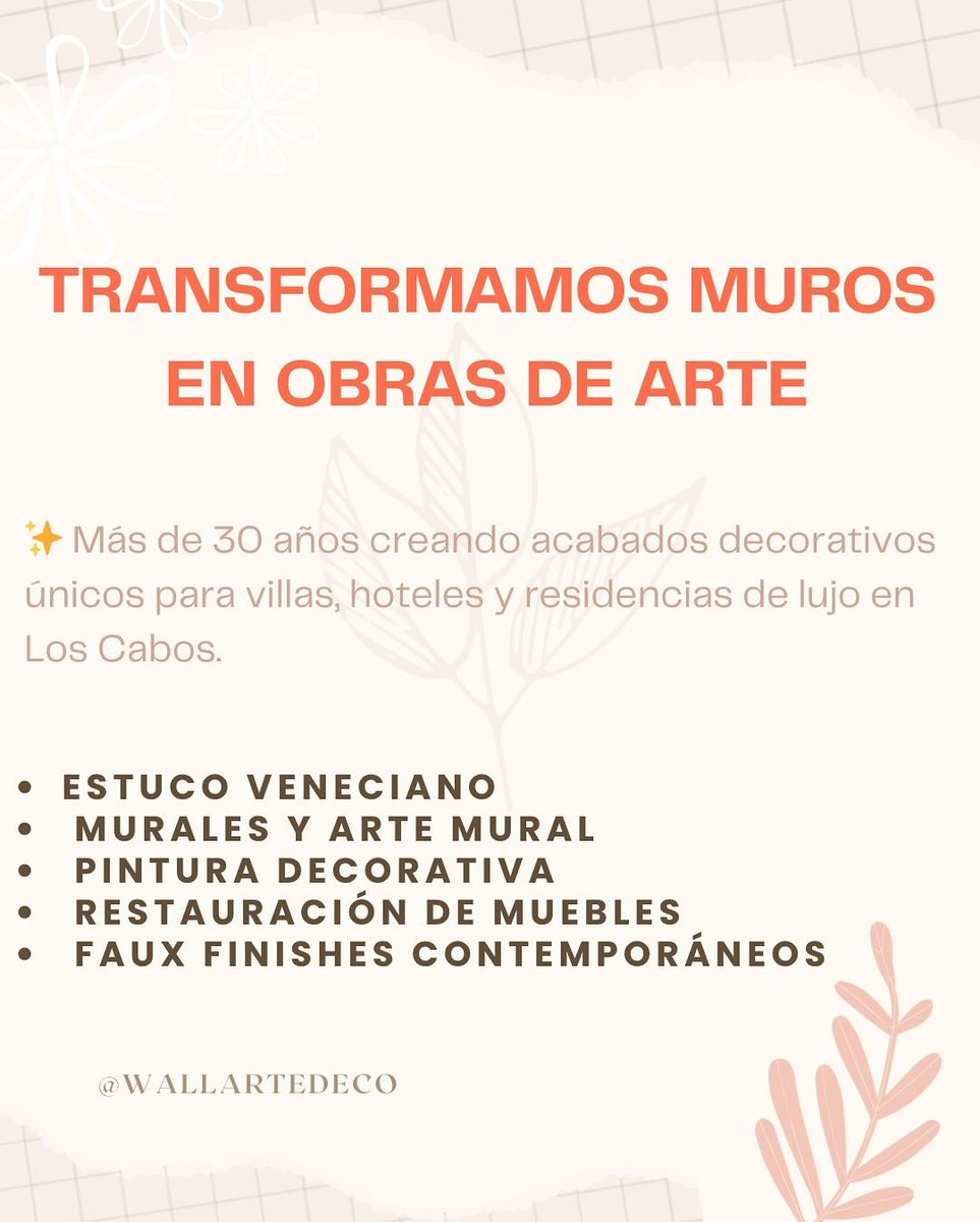 WallArteDeco's tweet photo. ¿Tu espacio merece algo único?
En Wall Arte Deco llevamos más de 30 años transformando muros en piezas de arte con técnicas decorativas de alto nivel.
⁠
📷 Estuco veneciano
📷 Murales personalizados
📷 Faux finishes y pintura decorativa
📷 Restauración de mobiliario https://t.co/ZY6orkeBHp