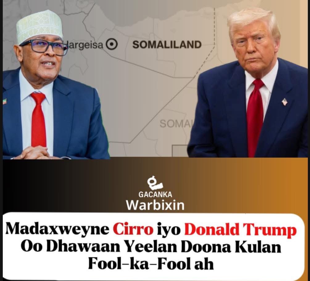 Madaxweyne <a href="/Abdirahmanirro/">Cabdiraxmaan Cirro</a> oo dhawaan la kulmi doona madaxweynaha Maraykanka <a href="/realDonaldTrump/">Donald J. Trump</a>, sida ay maanta baahisay warbaahinta Bloomberg <a href="/business/">Bloomberg</a>. 

#Somaliland #Somaliland #Somaliland