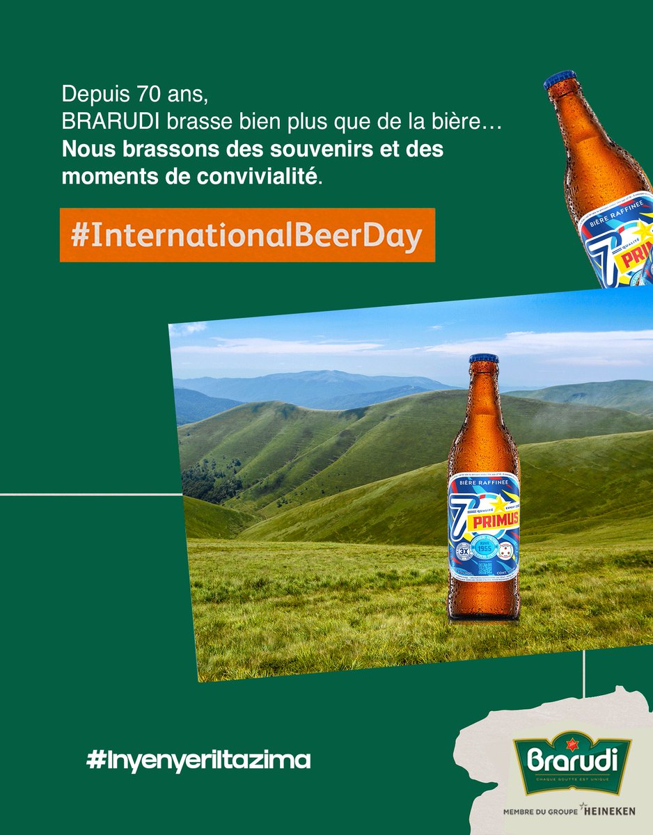 Depuis 70 ans, chaque gorgée raconte une histoire, chaque moment partagé renforce un lien. En cette Journée Internationale de la Bière, célébrons ce que nous avons construit ensemble.🍻
#InyenyeriItazima #70ans #JournéeInternationaleDeLaBière #Brarudi