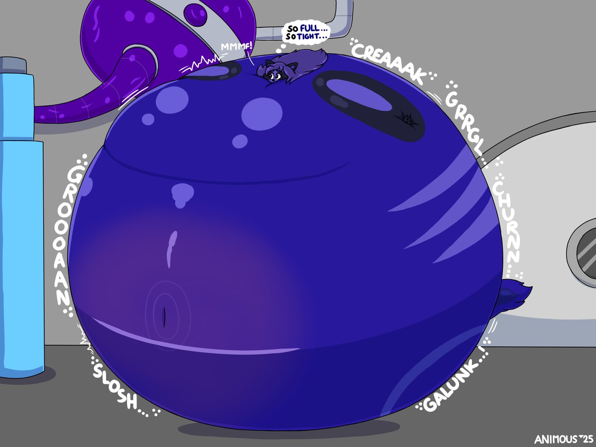 Tanuki tight as a drum from all that blueberry juice! (2/2) Commission for <a href="/Gaming345_AD/">Gaming345</a> !