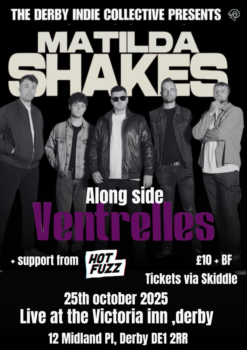 Matilda Shakes (@matildashakes) on Twitter photo Derby tickets on sale tomorrow 10am! <a href="/ventrellesX/">VENTRELLES</a> &Hot fuzz both on the bill Let’s goooo skiddle.com/e/41275446 Derby tickets on sale tomorrow 10am! <a href="/ventrellesX/">VENTRELLES</a> &Hot fuzz both on the bill Let’s goooo skiddle.com/e/41275446