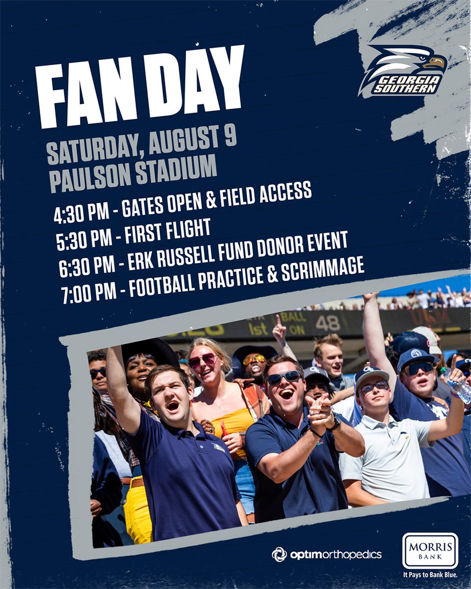 Georgia Southern to Host Fan Day at Paulson Stadium on August 9

📰 GSEagles.com/25FanDay

#HailSouthern