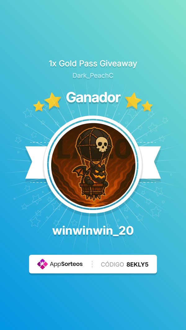 — SORTEO FINALIZADO — Los ganadores son: 

1. <a href="/winwinwin_20/">win_clasher20</a> 🏆

 Certificado por <a href="/app_sorteos_ok/">AppSorteos</a>  (Código 8EKLY5)

You have 72 days to claim your prize. 👁️