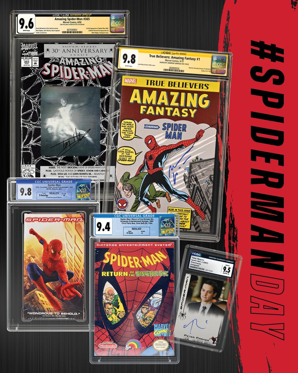 Web up the timeline! 🕸️ It’s national #SpiderManDay! 🎉 Get stuck on these #CGCGraded selections that really show their spider-spirit. How are you celebrating this most web-tastic of holidays? 🕷️